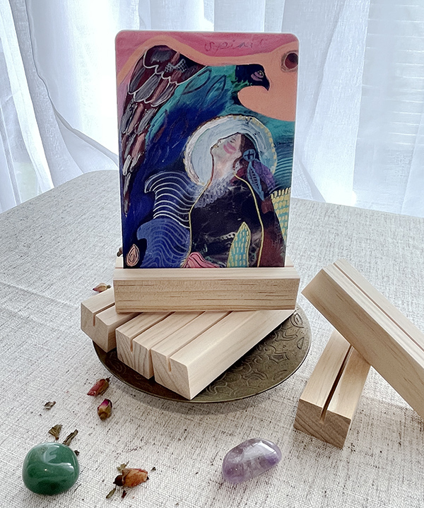 Eagle Warrrior card in wooden stand